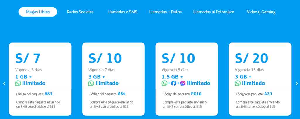 pantallazo web movistar con paquetes prepago movistar