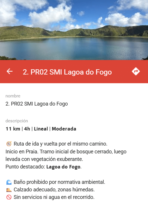 captura de la ruta 2. pr02 del mapa interactivo de sao miguel